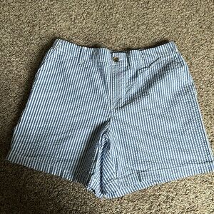 Old Navy, blue and white stripe shorts.